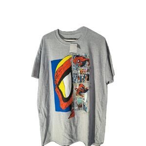 New T-shirt Marvel Spiderman Profile/ Comic Rare Shirt  Large Grey~#315